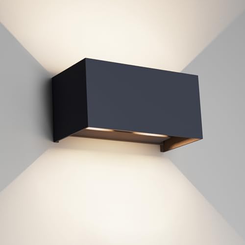 Klighten 24W LED Wandleuchte Innen/Außen,4000K Außenlampe Außenleuchte innen, IP65 Aussenleuchte Wand UP Down,Außenwandleuchte wandleuchte innen Mit Einstellbar Abstrahlwinkel Naturweiß,Anthrazit von Klighten