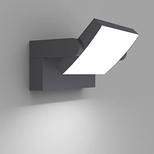 Klighten 24W Wandleuchte Aussen Innen, Wasserdicht IP65 Aussenleuchte Wand Modern Wandlampe mit Schwenkbar LED Panel Außenlampe für Terrasse Eingang, 1500 Lumen, Anthrazit, Kaltes Weiß 6000K von Klighten