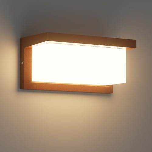 Klighten 24w LED Wandleuchte, wasserdichte IP65 Außenwandleuchte, 1200 Lumen, 3000K, rechteckige Wandleuchte, geeignet für Innen und Außenbereich, Treppen, Balkon usw. Rostrot von Klighten