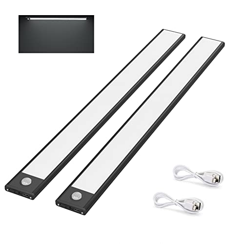 Klighten 2er Pack LED Bewegungsmelder Schrankleuchten,170LM,2200 mAh Küchenlampen mit akku batterie,USB Wiederaufladbar Schranklicht mit Bewegungsmelder,Auto/ON/OFF,6000K Kaltweiß von Klighten