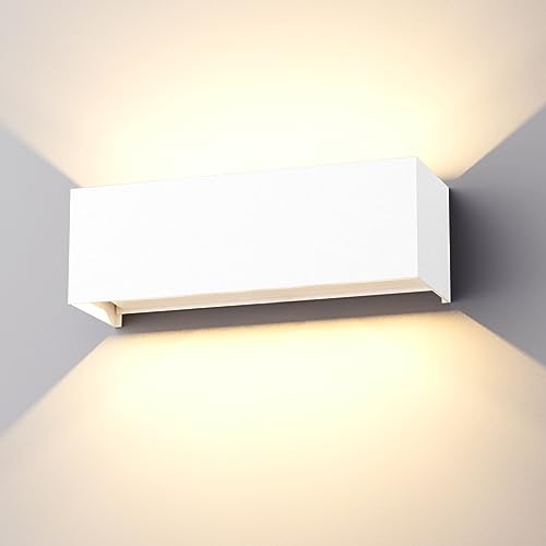 Klighten 30W Außenlampe Außenwandleuchte, Aussenleuchte Aussenlampe Wand UP Down, IP65, Wandleuchten Innen/Außen Mit Einstellbar Abstrahlwinkel,für Wohnzimmer Garten, Warmweiß 3000K,Weiß von Klighten