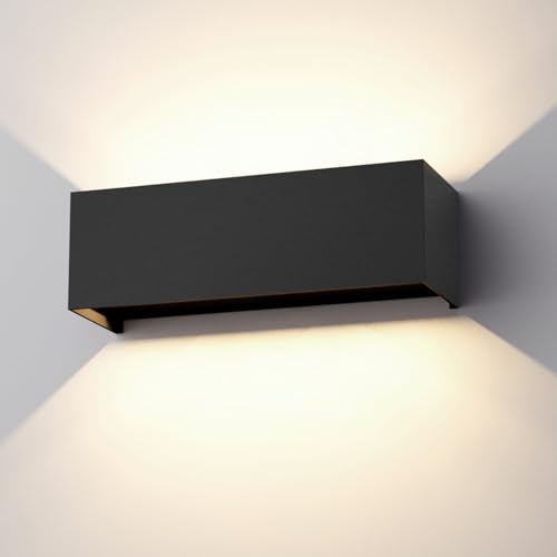 Klighten 30W Außenlampe Außenwandleuchte Schwarz,Aussenleuchte Aussenlampe Wand UP Down,IP65,Wandleuchten Innen/Außen Mit Einstellbar Abstrahlwinkel,für Wohnzimmer Garten,Naturweiß 4000K von Klighten