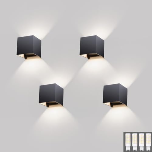 Klighten 4 Pack Wandleuchte Aussen/Innen Modern Up Down Design, 9W Wandlampe Mit Einer Ersetzbaren G9 Birne, Wasserdichte IP54 Außenwandleuchten Natürliches Weiß 4000K, Anthrazit Ral 7016 von Klighten