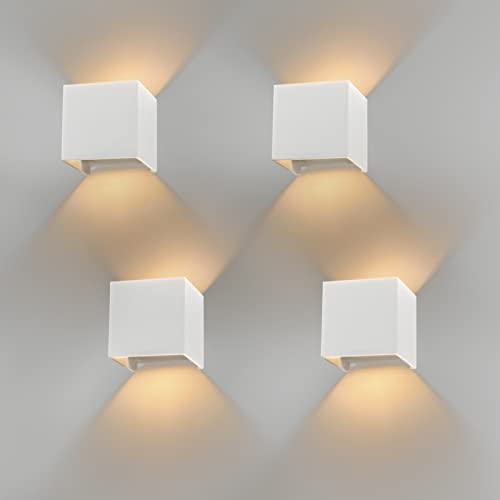 Klighten 4 Stück 12W LED Außenwandleuchten,IP 65,Effektleuchte Wandlampe mit verstellbarem Lichtstrahl,3000K Warmweiß Weiß von Klighten