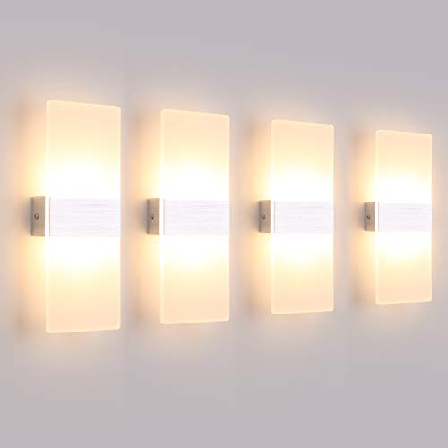 Klighten 4er LED Wandleuchte Innen 12W Wandlampe Acryl Wandbeleuchtung Modern für Wohnzimmer Schlafzimmer Treppenhaus Flur Warmweiß 3000K von Klighten