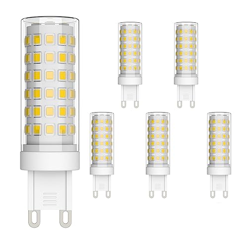 Klighten 6er Pack 9W G9 LED Lampe 700 Lumen, Kein Flackern und 4000K Natürliches Weiß G9 LED Leuchtmittel Ersatz 70W G9 Halogenlampe, 360° Abstrahlwinkel, Nicht Dimmbar von Klighten