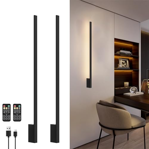 Klighten Akku Wandleuchte mit Fernbedienung,10000mAh Batterie Wandleuchten Innen, 2 PCS Aufladbare Wandleuchte Dimmbare,100CM 6W Wandlampe akku für Wohnzimmer,3000K-6000K, Schwarz Klighten Akku Wandleuchte mit Fernbedienung,10000mAh Batterie Wandleuchten Innen, 2 PCS Aufladbare Wandleuchte Dimmbare,100CM 6W Wandlampe akku für Wohnzimmer,3000K-6000K, Schwarz von Klighten