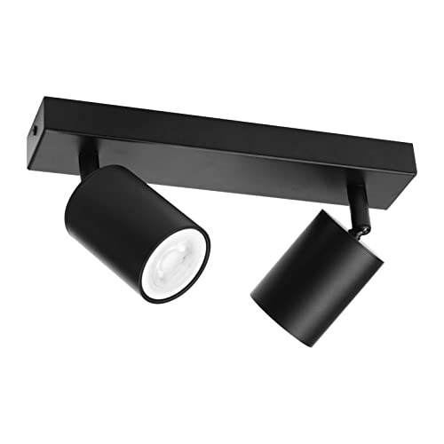 Klighten Deckenstrahler 2 Flammig Schwarz, GU10 Deckenlampe Strahler Schwenkbar, Spotleuchte Drehbar Deckenspots für Küche, Schlafzimmer, Wohnzimmer, Flur, Ohne Leuchtmittel von Klighten