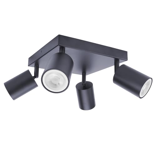 Klighten Deckenstrahler 4 Flammig Anthrazit, GU10 Deckenlampe Strahler Schwenkbar, Spotleuchte Drehbar Deckenspots für Küche, Schlafzimmer, Wohnzimmer, Flur, 20 x 20 cm, Ohne Leuchtmittel von Klighten