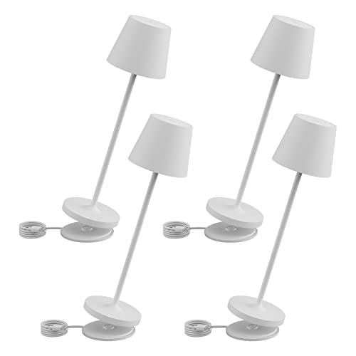 Klighten Dimmbare LED Akku Tischleuchte | Für drinnen und draußen geeignet | Wiederaufladbar | 3000K Kaltweißes Licht | Designer Tischleuchte | 240lm | Weiß(4 Stück) von Klighten