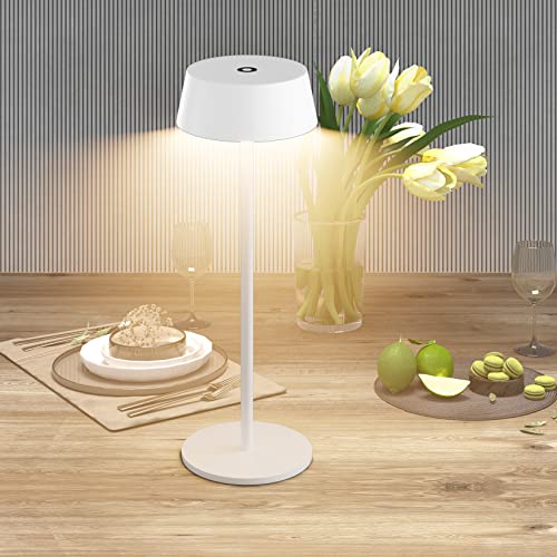 Klighten Dimmbare LED Akku Tischleuchte Indoor & Outdoor Wiederaufladbar Warme Lichtfarbe 3000k Outdoor wasserdicht Tischlampe Für drinnen und draußen Weiß von Klighten