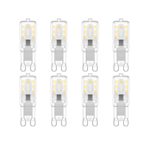 Klighten G9 LED Lampen, 3W/300LM Natürliches Weiß 4000K, 14x 2835SMD, G9 LED Birne Leuchtmittel Glühbirnen, Nicht Dimmbar AC 220-240V, 8er Pack von Klighten