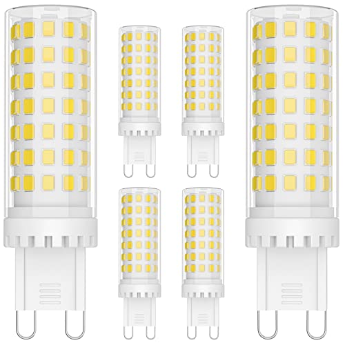 Klighten G9 LED Lampen, 9W Kaltes Weiß 6000K, G9 LED Birne Leuchtmittel Glühbirnen, Nicht Dimmbar AC 220-240V, 360 Grad Winkel, 6er Pack von Klighten