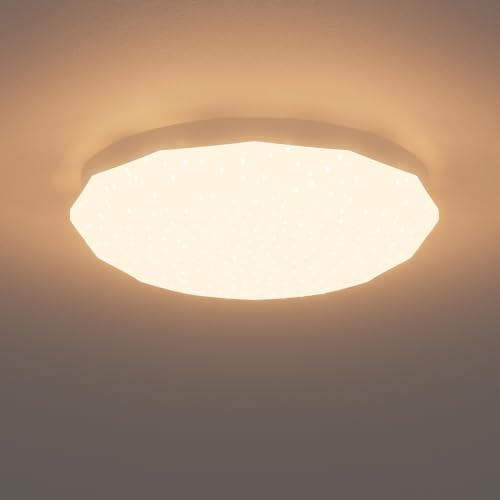 Klighten LED Deckenleuchte Diamant 36W, Weiß Sternenhimmel Deckenlampe für Wohnzimmer, Schlafzimmer, Flur, Küche, Modern Warmweiß 3000K Deckenbeleuchtung, 30cm × H4cm, 3420Lumen von Klighten