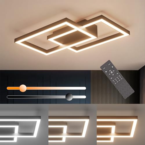 Klighten LED Deckenleuchte Dimmbar 35W, Modern Schwarz Deckenlampe mit Fernbedienung, Geometrisch Deckenbeleuchtung für Schlafzimmer Wohnzimmer Flur Esszimmer Arbeitszimmer, 3000K-6000K von Klighten