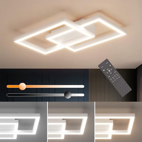 Klighten LED Deckenleuchte Dimmbar 35W, Modern Weiß Deckenlampe mit Fernbedienung, Geometrisch Deckenbeleuchtung für Schlafzimmer Wohnzimmer Flur Esszimmer Arbeitszimmer, 3000K-6000K von Klighten