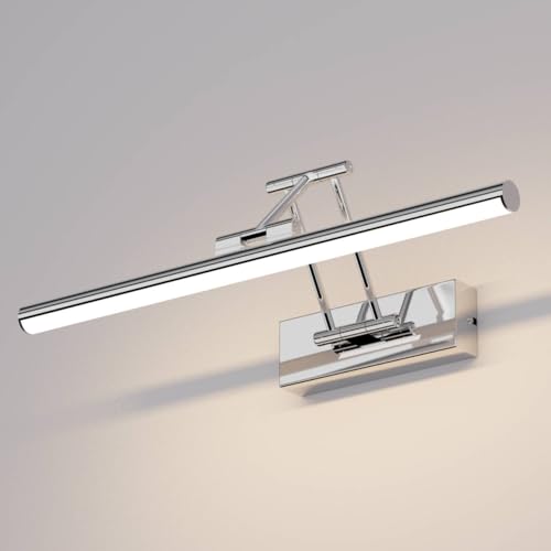 Klighten LED Spiegellampe Bad 40cm,Drehung Spiegellampen Spiegel für bad IP44,Spiegelleuchte Badezimmer 12W 970 LM,LED Badspiegelleuchten Badezimmerspiegel,Naturweiß 4000K,Chrom von Klighten