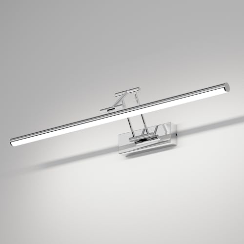 Klighten LED Spiegellampe Bad 60cm, Drehung Spiegellampen Spiegel für bad IP44, Spiegelleuchte Badezimmer 20W 1500 LM, LED Badspiegelleuchten Badezimmerspiegel, Kaltes Weiß 5500K, Chrom von Klighten