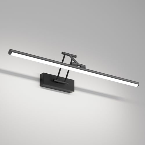 Klighten LED Spiegellampe Bad 60cm, Drehung Spiegellampen Spiegel für bad IP44, Spiegelleuchte Badezimmer 20W 1500 LM, LED Badspiegelleuchten Badezimmerspiegel, Kaltes Weiß 5500K, Schwarz von Klighten