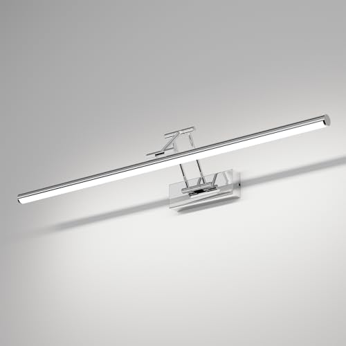 Klighten LED Spiegellampe Bad 70cm, Drehung Spiegellampen Spiegel für bad IP44, Spiegelleuchte Badezimmer 24W 1650 LM, LED Badspiegelleuchten Badezimmerspiegel, Kaltes Weiß 5500K, Chrom von Klighten