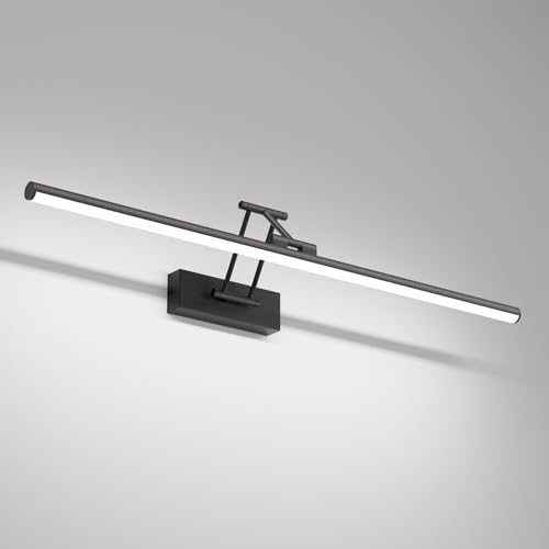 Klighten LED Spiegellampe Bad 70cm, Drehung Spiegellampen Spiegel für bad IP44, Spiegelleuchte Badezimmer 24W 1650 LM, LED Badspiegelleuchten Badezimmerspiegel, Kaltes Weiß 5500K, Schwarz von Klighten