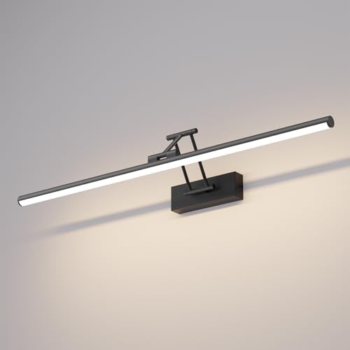 Klighten LED Spiegellampe Bad 70cm,Drehung Spiegellampen Spiegel für bad IP44,Spiegelleuchte Badezimmer 24W 1650LM,LED Badspiegelleuchten Badezimmerspiegel,Naturweiß 4000K,Schwarz von Klighten