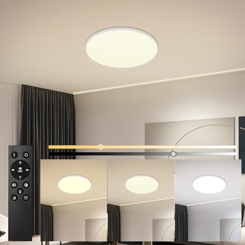 Klighten LED Weiß 50cm Deckenlampe Dimmbar mit Fernbedienung, Ultraslim Rund Flach Deckenleuchte 48W mit App-Steuerung, für Wohnzimmer Schlafzimmer, 2700K-6500K von Klighten