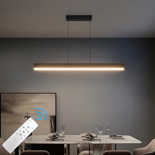 Klighten Led Dimmbar Pendelleuchte Esstisch 80Cm/24W, 3000K-6000K Hängeleuchte Mit Fernbedienung, Hängelampe Linear Design, Hängend 150Cm Höhenverstellbar Kronleuchter Für Esszimmer Küche, Schwarz von Klighten