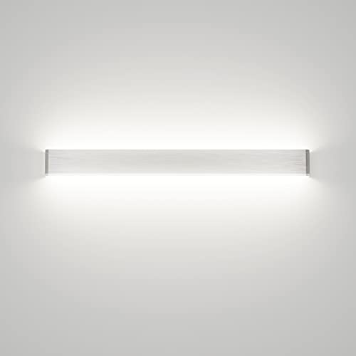 Klighten Wandleuchte Innen LED 91CM Natürliches Weiß 4000K 30W Modern Up Down Wandbeleuchtung Wandlicht für Schlafzimmer Wohnzimmer Flur Treppen, Silber von Klighten