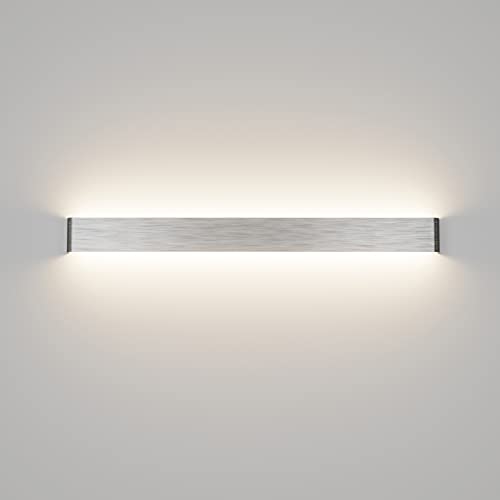 Klighten Wandleuchte Innen LED 91CM Warmweiß 3000K 30W Modern Up Down Wandbeleuchtung Wandlicht für Schlafzimmer Wohnzimmer Flur Treppen, Silber von Klighten