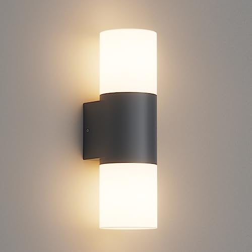 Klighten Wandleuchten E27 Außen/Innen 2 flammig, Außenleuchte Anthrazit, Up and Down Außenlampe, IP54 Aussenlampe, Aluminium Außenwandleuchte, Modern Wandlampe für Eingang Terrass, ohne Leuchtmittel von Klighten