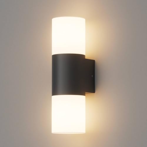 Klighten Wandleuchten E27 Außen/Innen 2 flammig, Up and Down Außenlampe Schwarz,Außenleuchte, IP54 Aussenlampe, Aluminium Modern Außenwandleuchte, Wandlampe für Eingang Terrass, ohne Leuchtmittel von Klighten