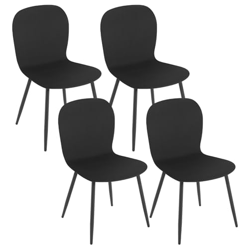 Klihome Esszimmerstühle 4 Set, Stühle Esszimmer, Küchenstühle Essstühle, bequemer Polsterstuhl, Küchenhocker Schalenstuhl, mit Samt Metallbeinen, Schwarz, K0004EZS-4 von Klihome