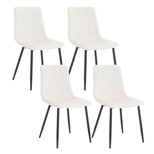 Klihome Esszimmerstühle 4er Set, für Schlafzimmer Küche Wohnzimmer, Küchenstühle gepolstert mit Rückenlehne Metallbeinen, Sitzfläche aus Samt, Beige von Klihome