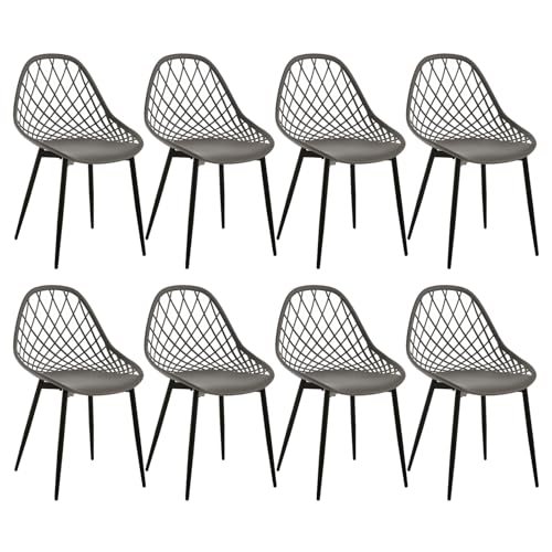 Klihome Esszimmerstühle 8er Set, Küchenstuhl mit hohler Rückenlehne, Wohnzimmerstuhl mit Metallbeinen, Kunststoffstuhl für Küche Wohnzimmer Balkon, skandinavisch modern, Grau, K0019EZS-8 Klihome Esszimmerstühle 8er Set, Küchenstuhl mit hohler Rückenlehne, Wohnzimmerstuhl mit Metallbeinen, Kunststoffstuhl für Küche Wohnzimmer Balkon, skandinavisch modern, Grau, K0019EZS-8 von Klihome