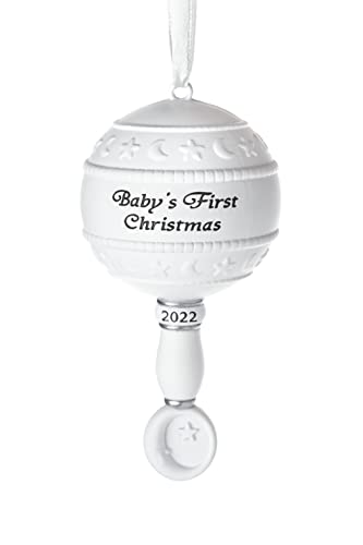 Klikel Baby's First Christmas Ornament 2022,Weiß 3D Rassel Baby First Christmas Ornament 2022-1st Christmas Baby Ornament 2022,Babies First Christmas Ornament,Junge Mädchen Andenken Ornament 2022 von Klikel