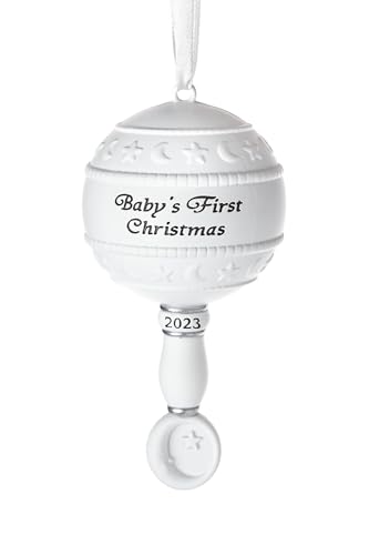 Klikel Baby's First Christmas Ornament 2023 – Weiße 3D-Rassel Baby erste Weihnachtsdekoration 2023–1. Weihnachten Baby Ornament 2023 – Babys erste Weihnachtsdekoration – Junge Mädchen Andenken von Klikel