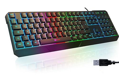 KLIM Chroma Gaming Tastatur QWERTZ DEUTSCH mit Kabel USB - NEU 2024 - Langlebig, Ergonomisch, Wasserdicht, Leise Tasten - RGB Gamer Tastatur für PC Mac Xbox One X PS4 Tastatur - Schwarz von KLIM