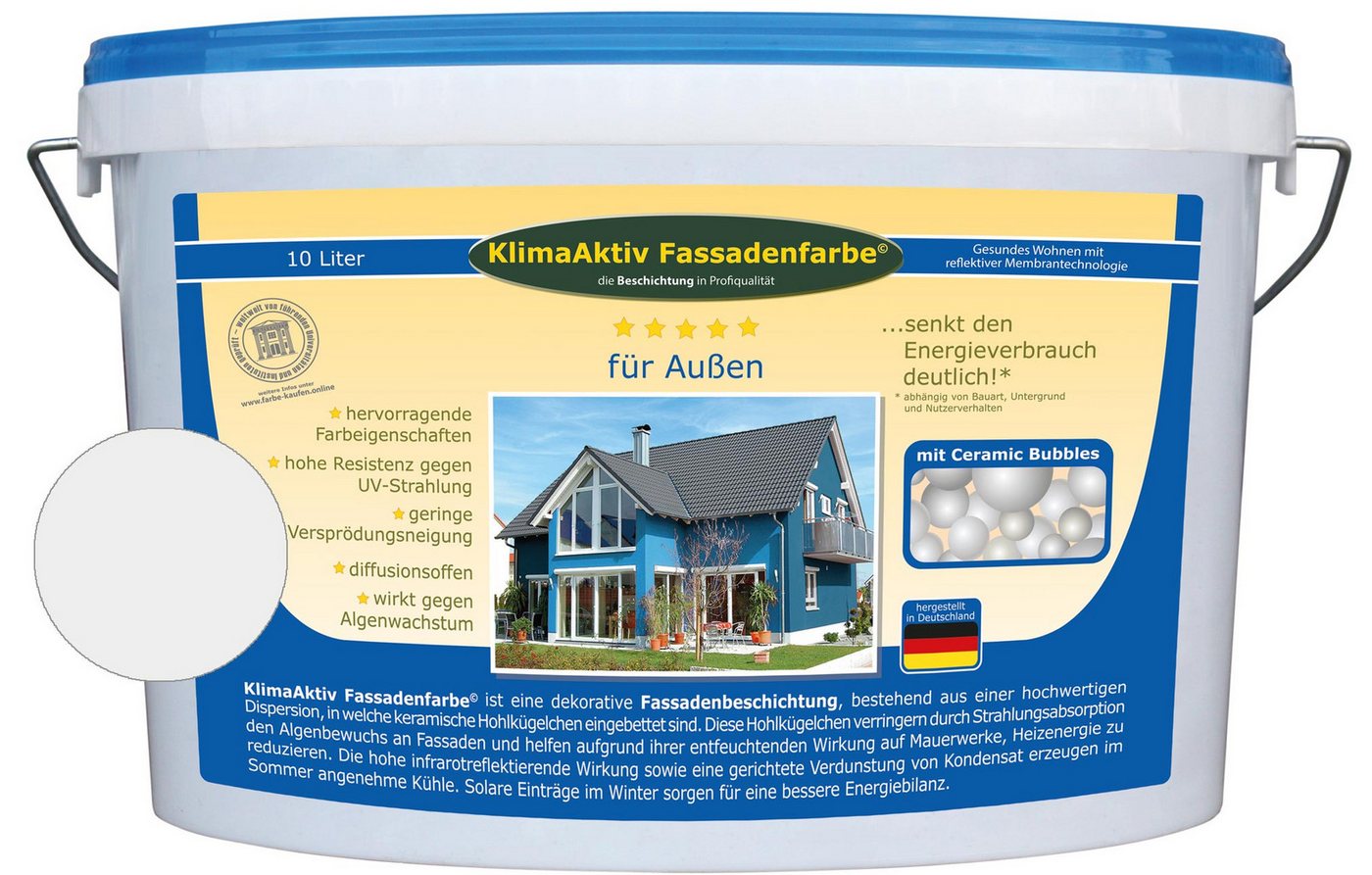 KlimaAktiv Fassadenfarbe Fassadenfarbe, Energiesparfarbe, feuchteregulierend, matt KlimaAktiv Fassadenfarbe Fassadenfarbe, Energiesparfarbe, feuchteregulierend, matt von KlimaAktiv Fassadenfarbe