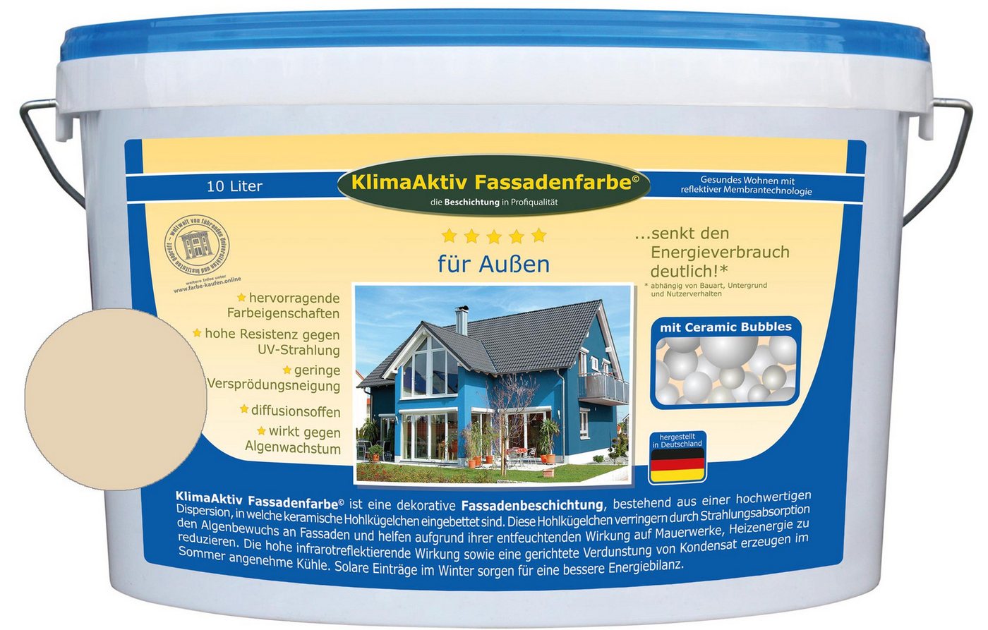 KlimaAktiv Fassadenfarbe Fassadenfarbe, Energiesparfarbe, feuchteregulierend, matt KlimaAktiv Fassadenfarbe Fassadenfarbe, Energiesparfarbe, feuchteregulierend, matt von KlimaAktiv Fassadenfarbe