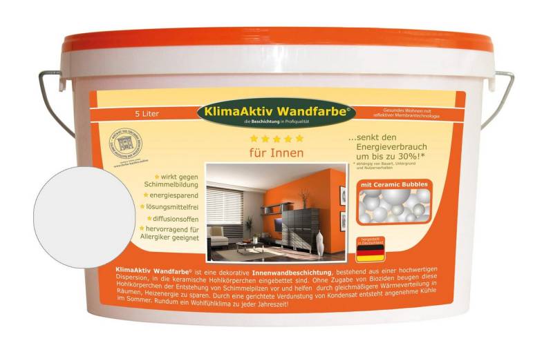 KlimaAktiv Wandfarbe Wandfarbe, Energiesparfarbe, VOC-arm, matt von KlimaAktiv Wandfarbe