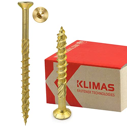 KLIMAS Holzschrauben Torx - Spanplattenschrauben Gelb - Senkkopfschrauben - Terrassenschrauben - Universalschrauben - Dachkonstruktion Schrauben Set - Holzschrauben 6x90 mm 100 Stück von KLIMAS