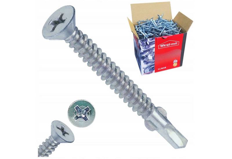 Klimas Bohrschraube WSDSK Flügelbohrschrauben Senkkopf Holz-auf-Stahl PH2, (500 St) von Klimas