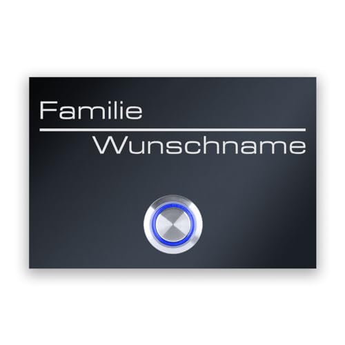 Türklingel Anthrazit quer mit Gravur Name personalisiert RAL 7016 - Acrylglas wetterfest und UV-beständig - 120 x 80 mm von Klingelhaus