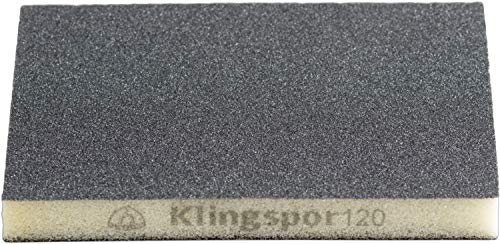 Klingpsor 244377 - SW 502 Schleifschwamm, flexibel, 2-seitig beschichtet, schwarz, 123X96X12,5 - Korn 120, 100 Stück von KLINGSPOR