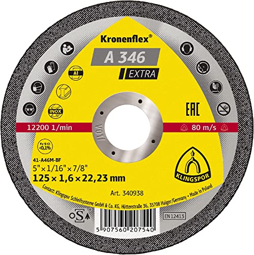 A 346 EX Trennscheiben 125 x 1,6 x 22,23 mm gerade, 25 Stück von KLINGSPOR