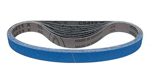 Klingspor Schleifband CS411X Zirkonkorund – 25 x 762 mm – Körnung P80 – 10 Stück – für Metall Edelstahl INOX, Hartholz – hochreißfeste Gewebeunterlage – Profi-Schleifbänder für Bandschleifer von KLINGSPOR