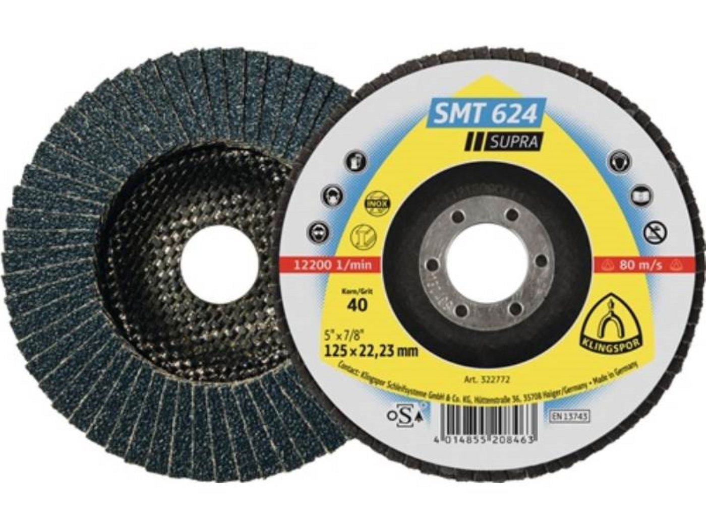 Klingspor Fächerscheibe 10er Pack KLINGSPOR 322775 Fächerscheibe SMT 624 Supra D. 125 mm Kör Klingspor Fächerscheibe 10er Pack KLINGSPOR 322775 Fächerscheibe SMT 624 Supra D. 125 mm Kör von Klingspor