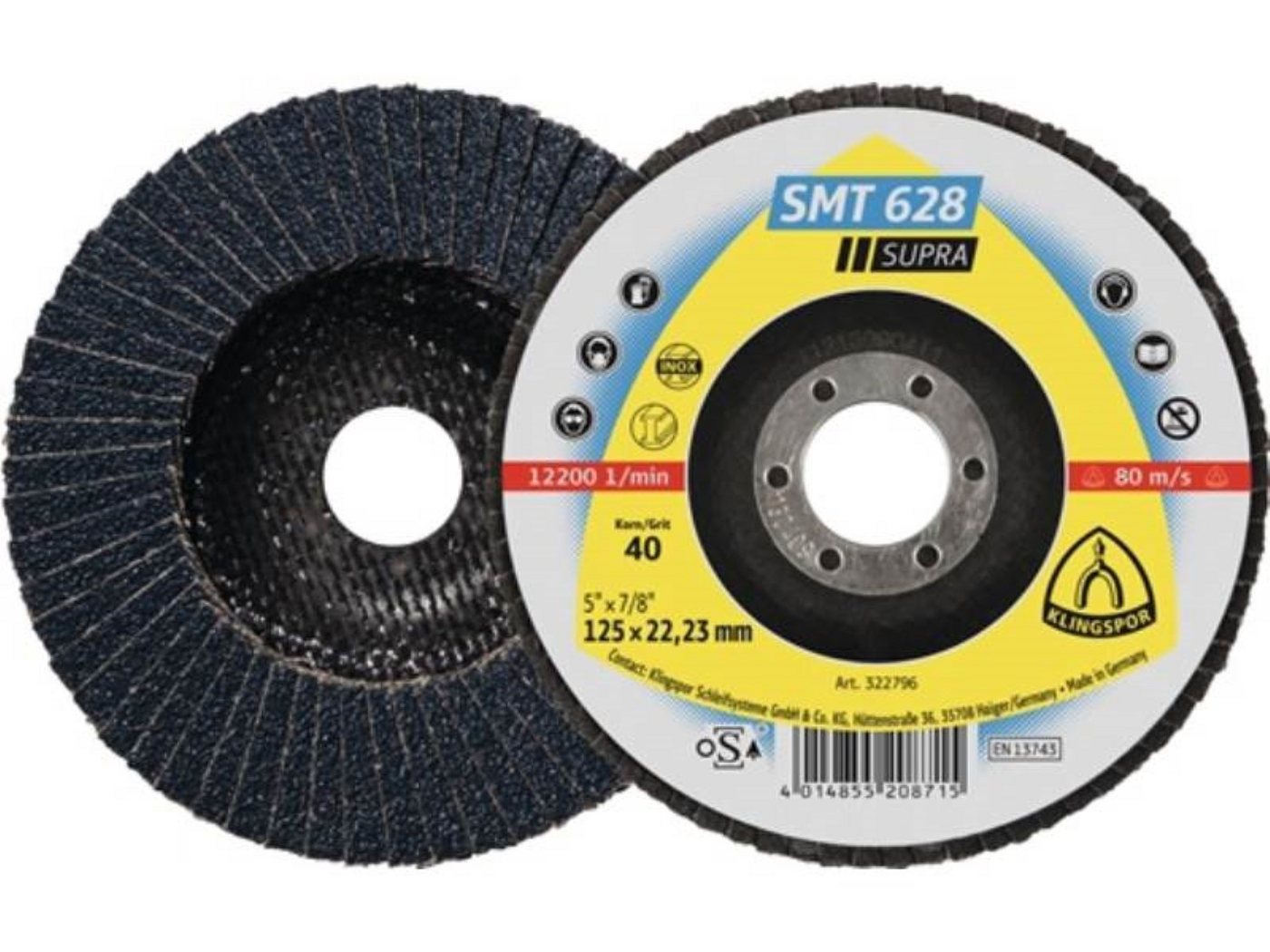 Klingspor Fächerscheibe 10er Pack KLINGSPOR 322799 Fächerscheibe SMT 628 Supra D. 125 mm Kör Klingspor Fächerscheibe 10er Pack KLINGSPOR 322799 Fächerscheibe SMT 628 Supra D. 125 mm Kör von Klingspor