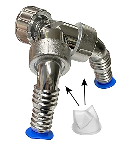 Doppelschlauchtülle für PE-Unterputz-Geräte-Siphon mit Rückflussverhinderer, für Anschlüsse 3/4'' und 1'', verchromt von Klint